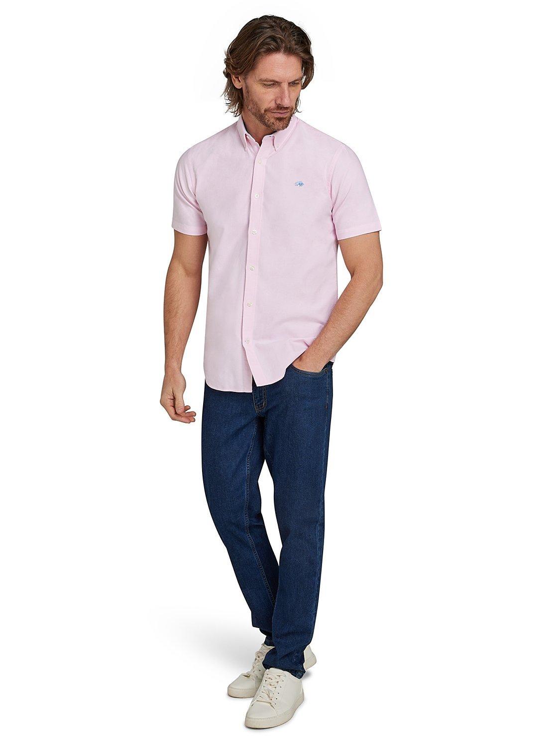 Product image 8 of 8, which shows Raging Bull Short Sleeve Lightweight Oxford Shirt, Pink, S