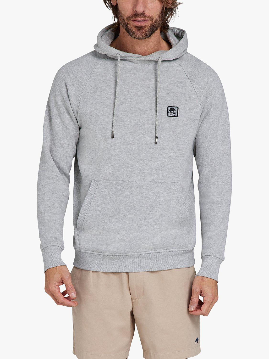 Product image 1 of 8, which shows Raging Bull Classic Woven Patch Overhead Hoodie, Grey Marl, M