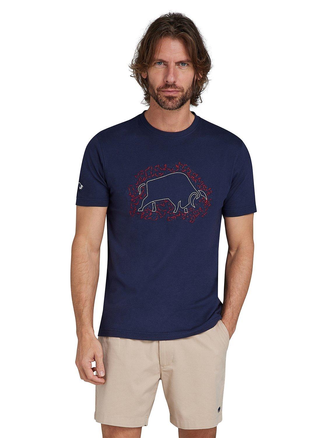Raging Bull Scatter Stitch Bull T-Shirt, Navy/Multi