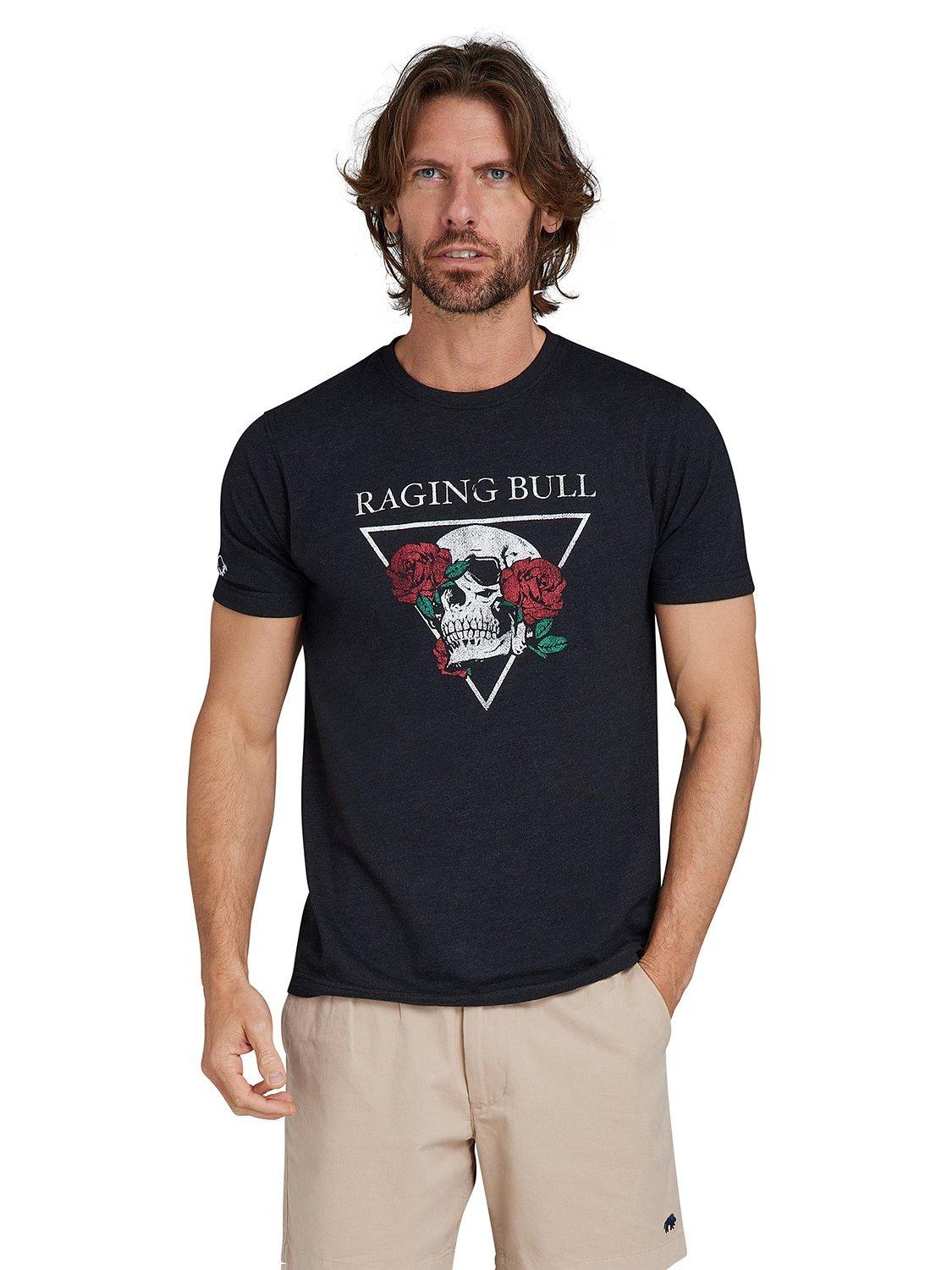 Raging Bull Rose Skull T-Shirt, Black