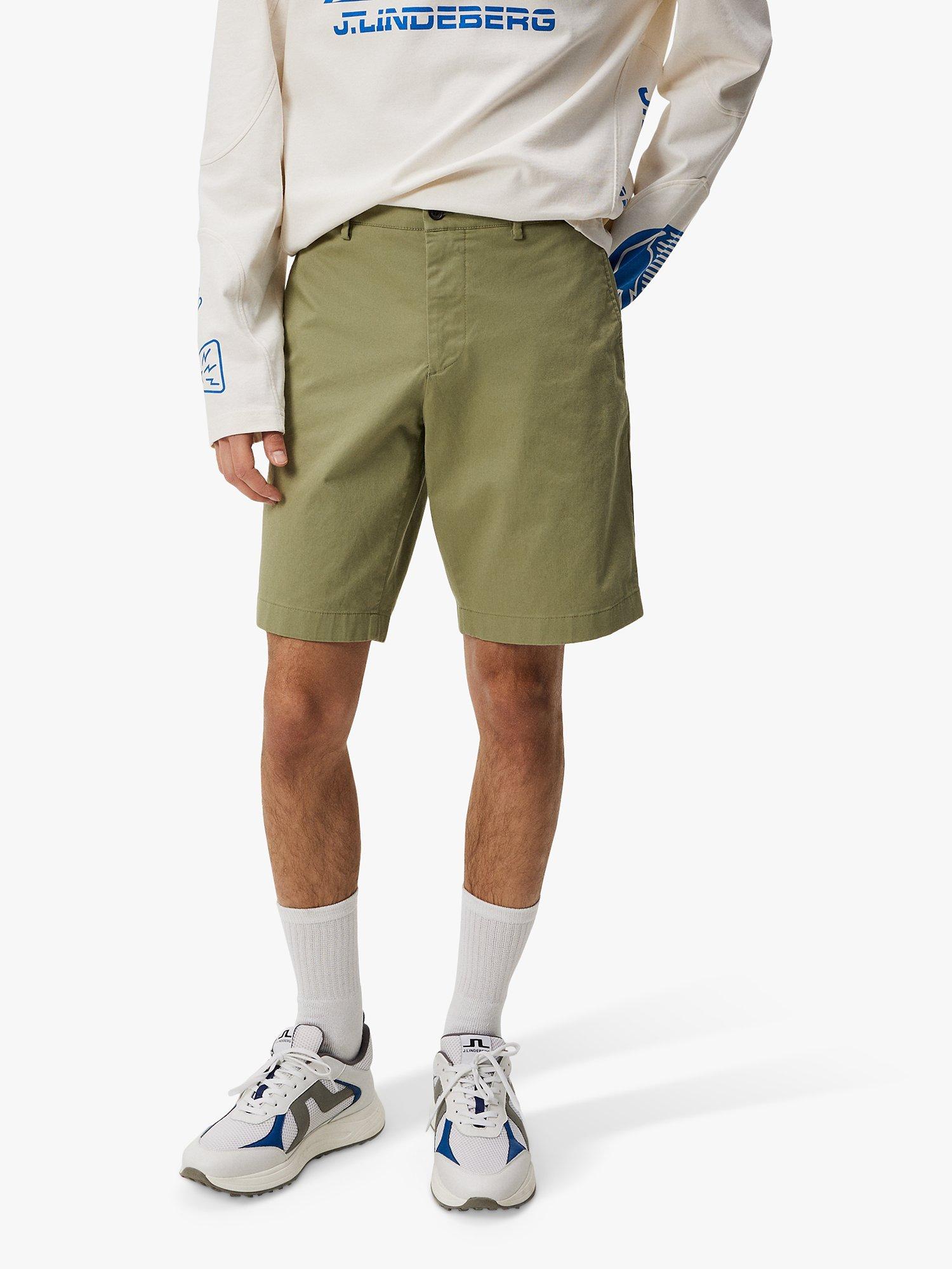 Product image 1 of 5, which shows J.Lindeberg Nathan Cloud Satin Shorts, Olive Green, 30S