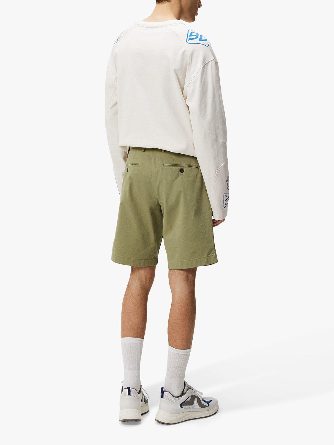 Product image 2 of 5, which shows J.Lindeberg Nathan Cloud Satin Shorts, Olive Green, 30S