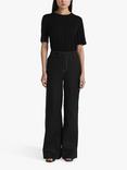 Twist & Tango Ginny Contrast Stitch Wide Leg Trousers, Black