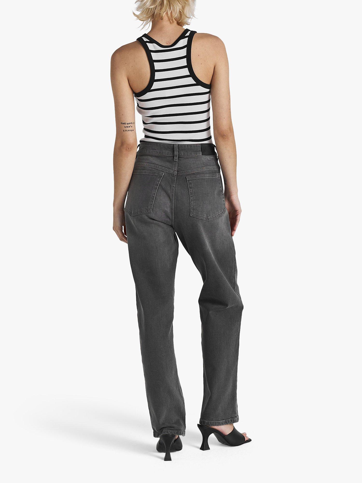 Product image 2 of 5, which shows Twist & Tango Azra Stripe Logo Racerback Vest Top, Black/White, XS