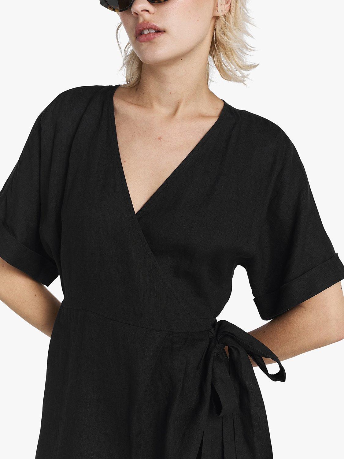 Product image 3 of 5, which shows Twist & Tango Mya Linen Dress, Black, 10
