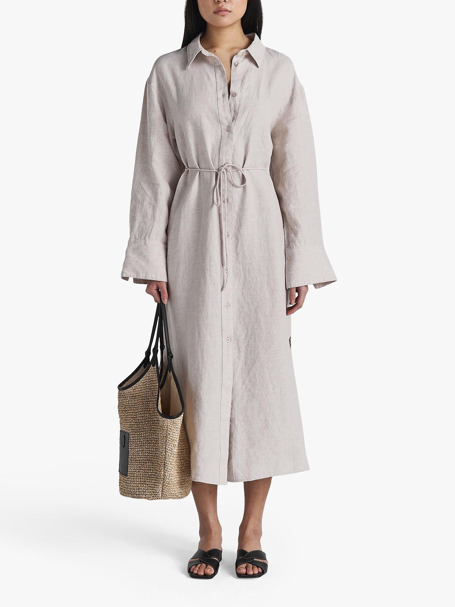 Product image 1 of 6, which shows Twist & Tango Joy Linen Midi Dress, Beige Melange, 10