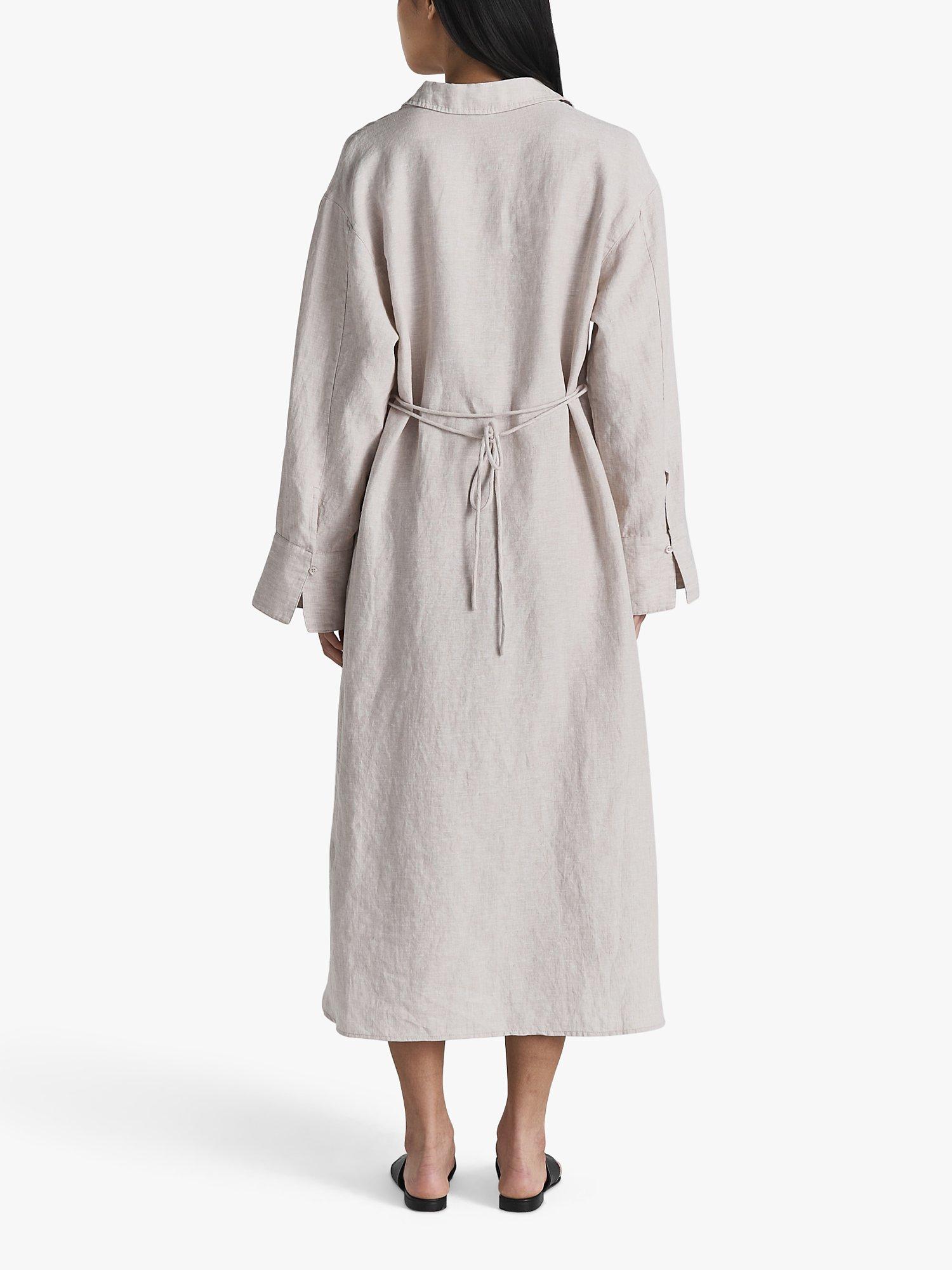 Product image 2 of 6, which shows Twist & Tango Joy Linen Midi Dress, Beige Melange, 10