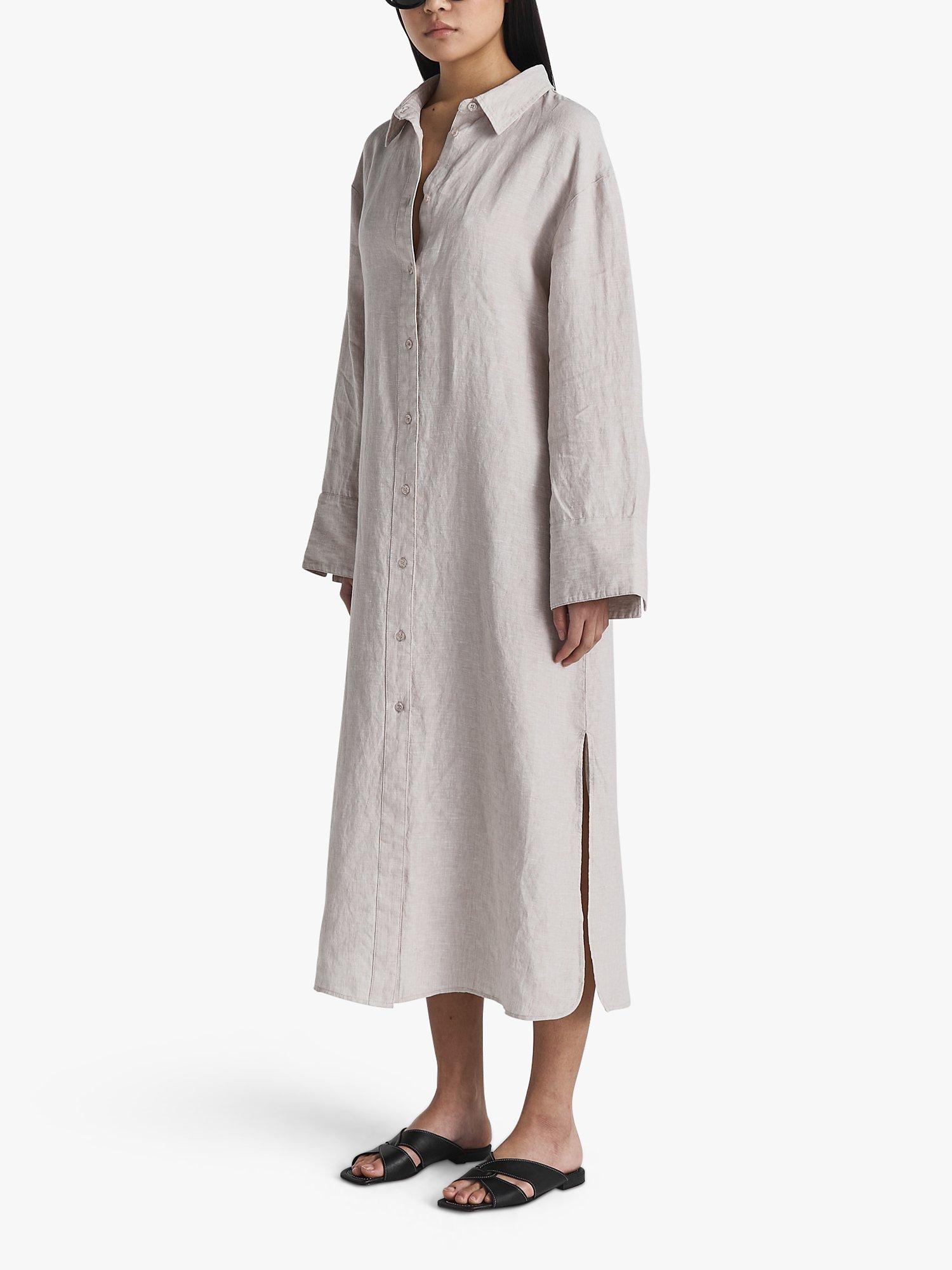 Product image 3 of 6, which shows Twist & Tango Joy Linen Midi Dress, Beige Melange, 10