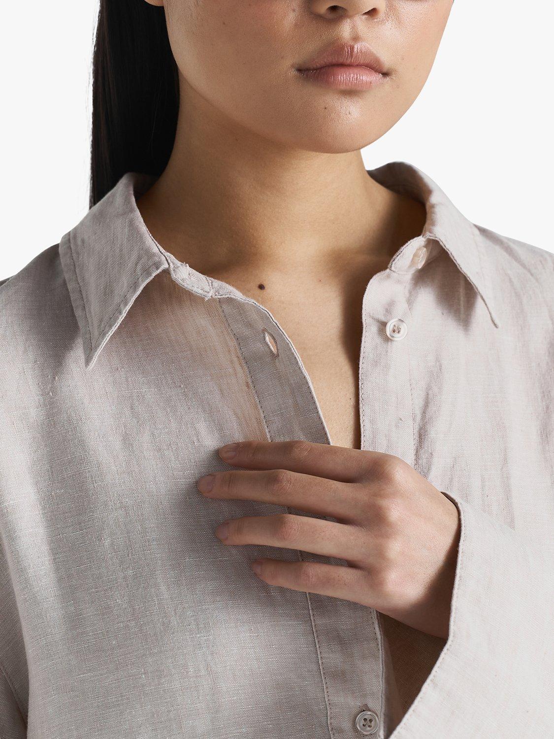 Product image 4 of 6, which shows Twist & Tango Joy Linen Midi Dress, Beige Melange, 10