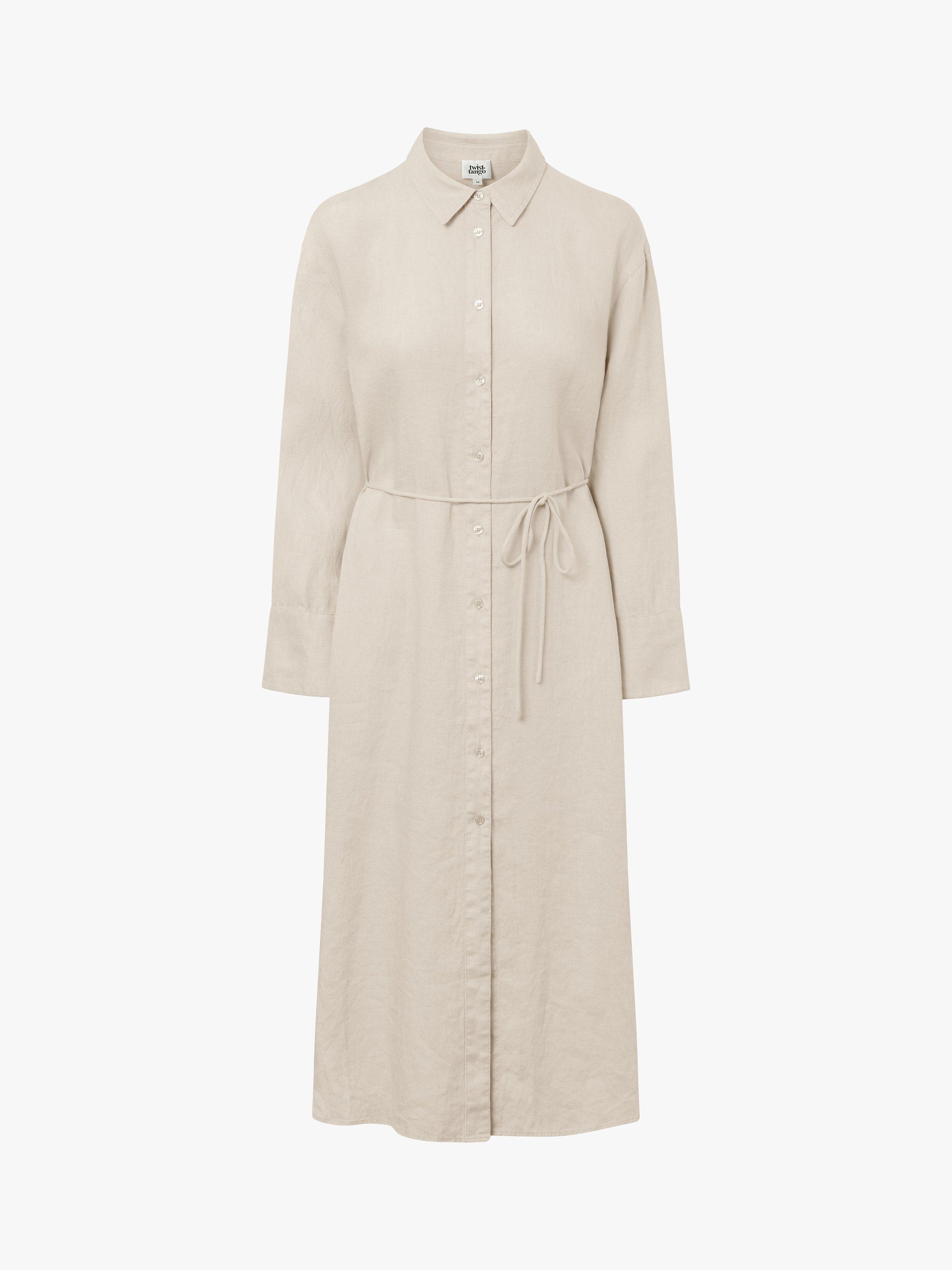 Product image 5 of 6, which shows Twist & Tango Joy Linen Midi Dress, Beige Melange, 10