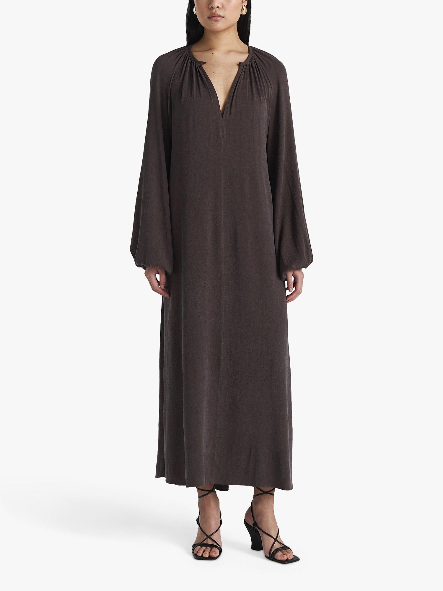 Product image 1 of 6, which shows Twist & Tango Kamryn V Neck Midi Dress, Dark Brown, M
