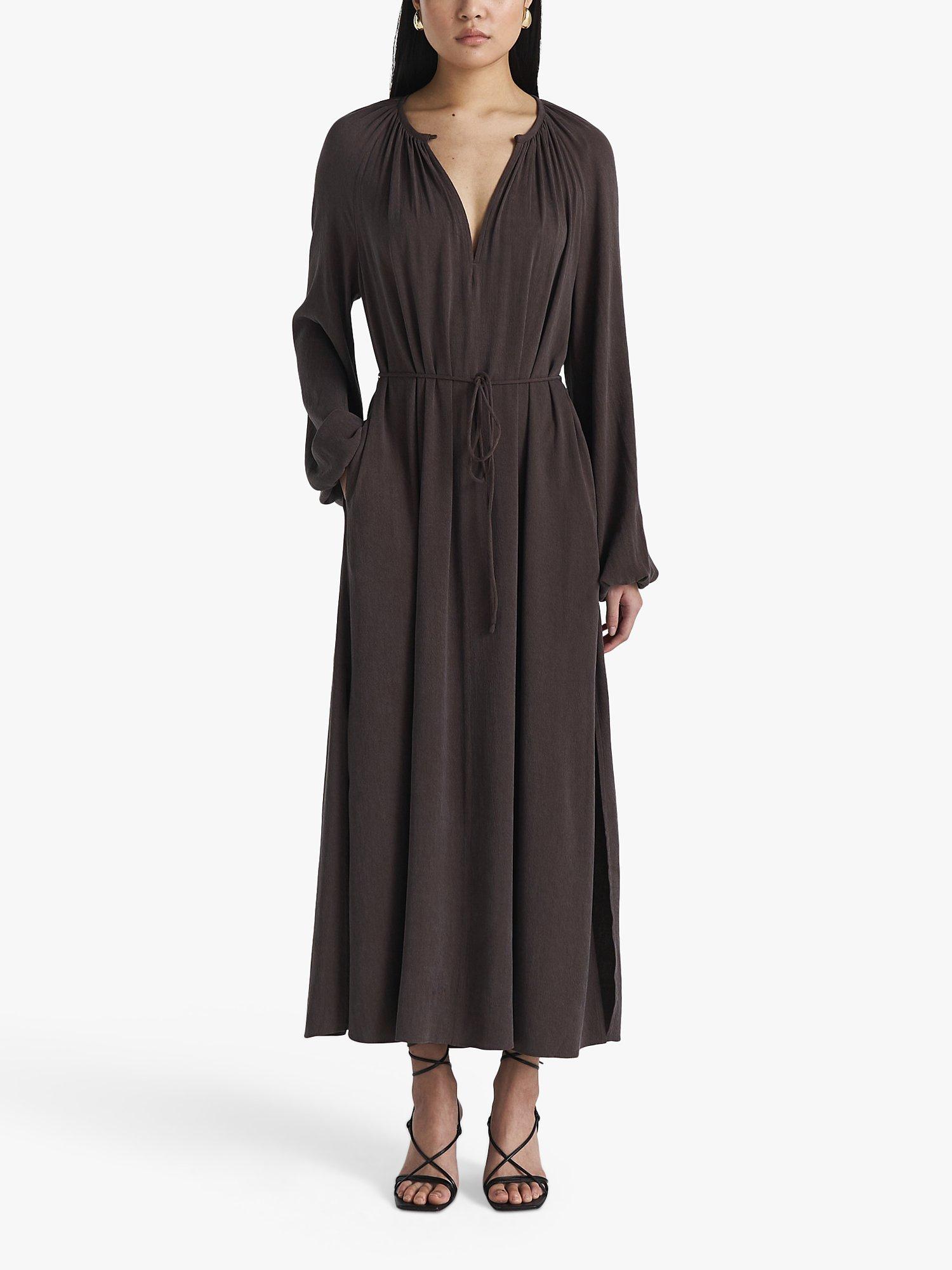 Product image 3 of 6, which shows Twist & Tango Kamryn V Neck Midi Dress, Dark Brown, M