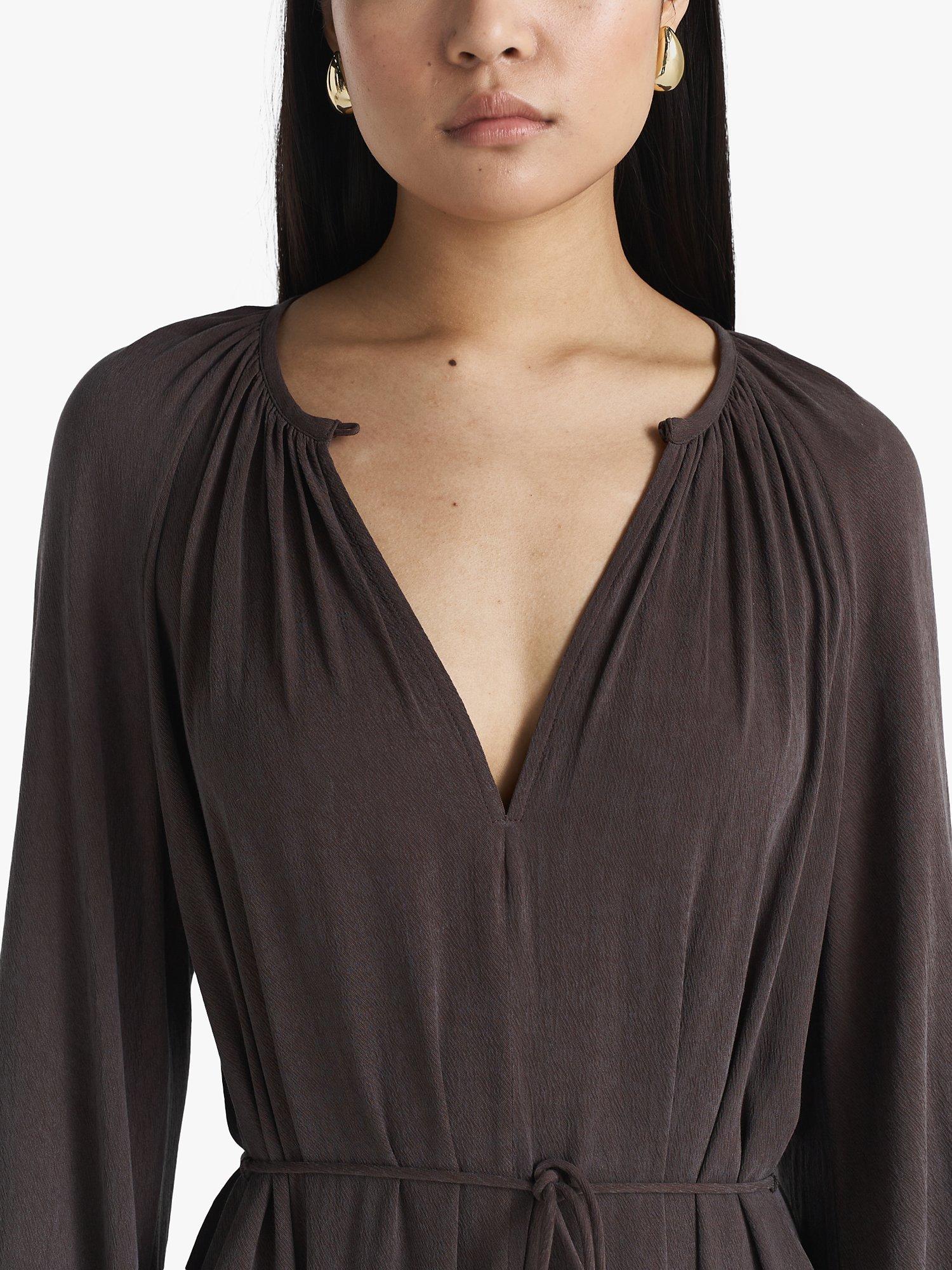 Product image 4 of 6, which shows Twist & Tango Kamryn V Neck Midi Dress, Dark Brown, M