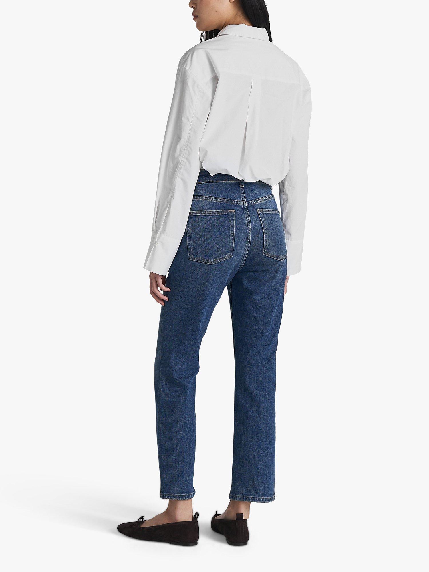Product image 2 of 4, which shows Twist & Tango Sally High Waist Straight Leg Jeans, Dark Blue Wash, 25R