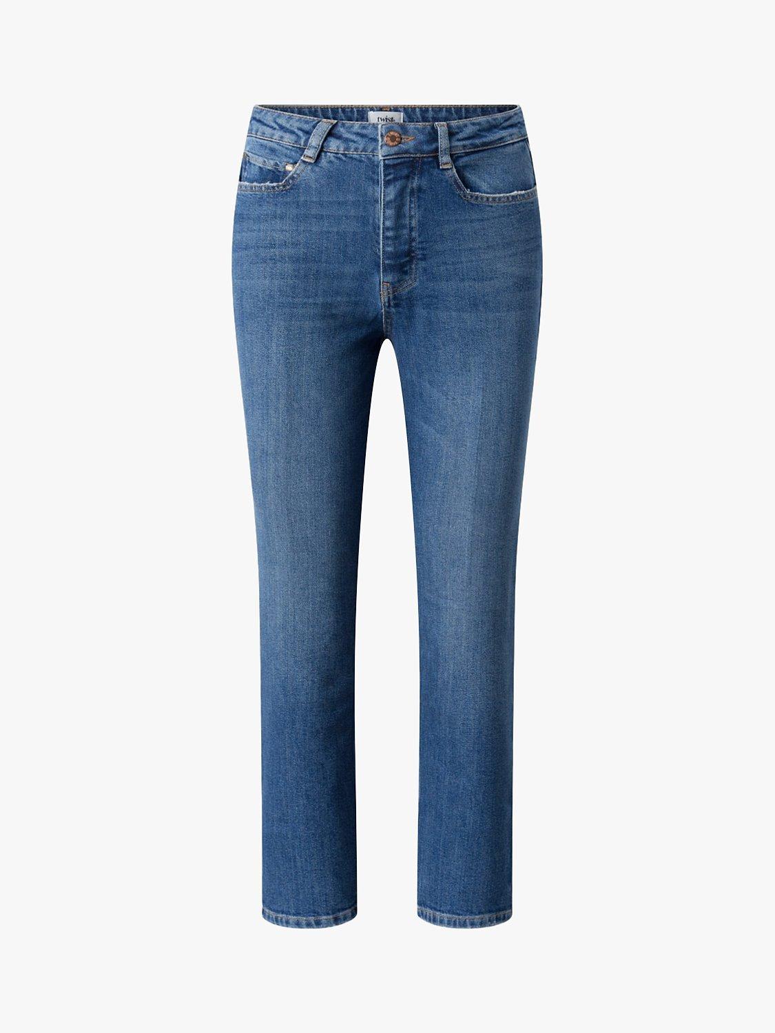 Product image 4 of 4, which shows Twist & Tango Sally High Waist Straight Leg Jeans, Dark Blue Wash, 25R