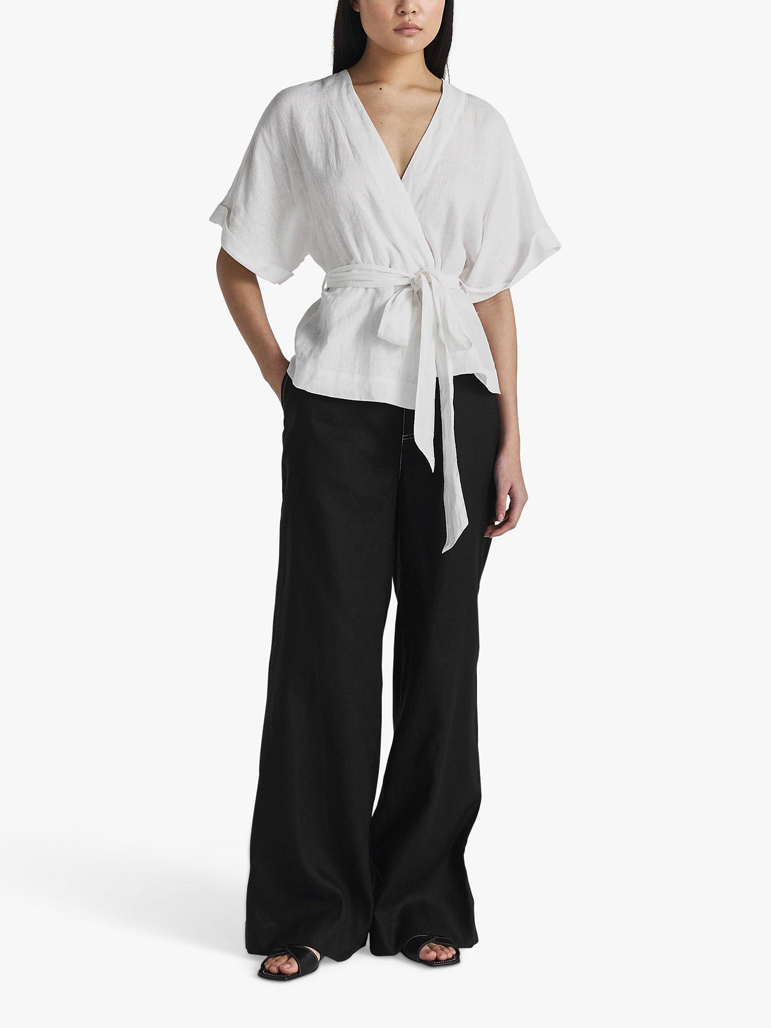 Product image 1 of 5, which shows Twist & Tango Reese Linen Top, White, 16
