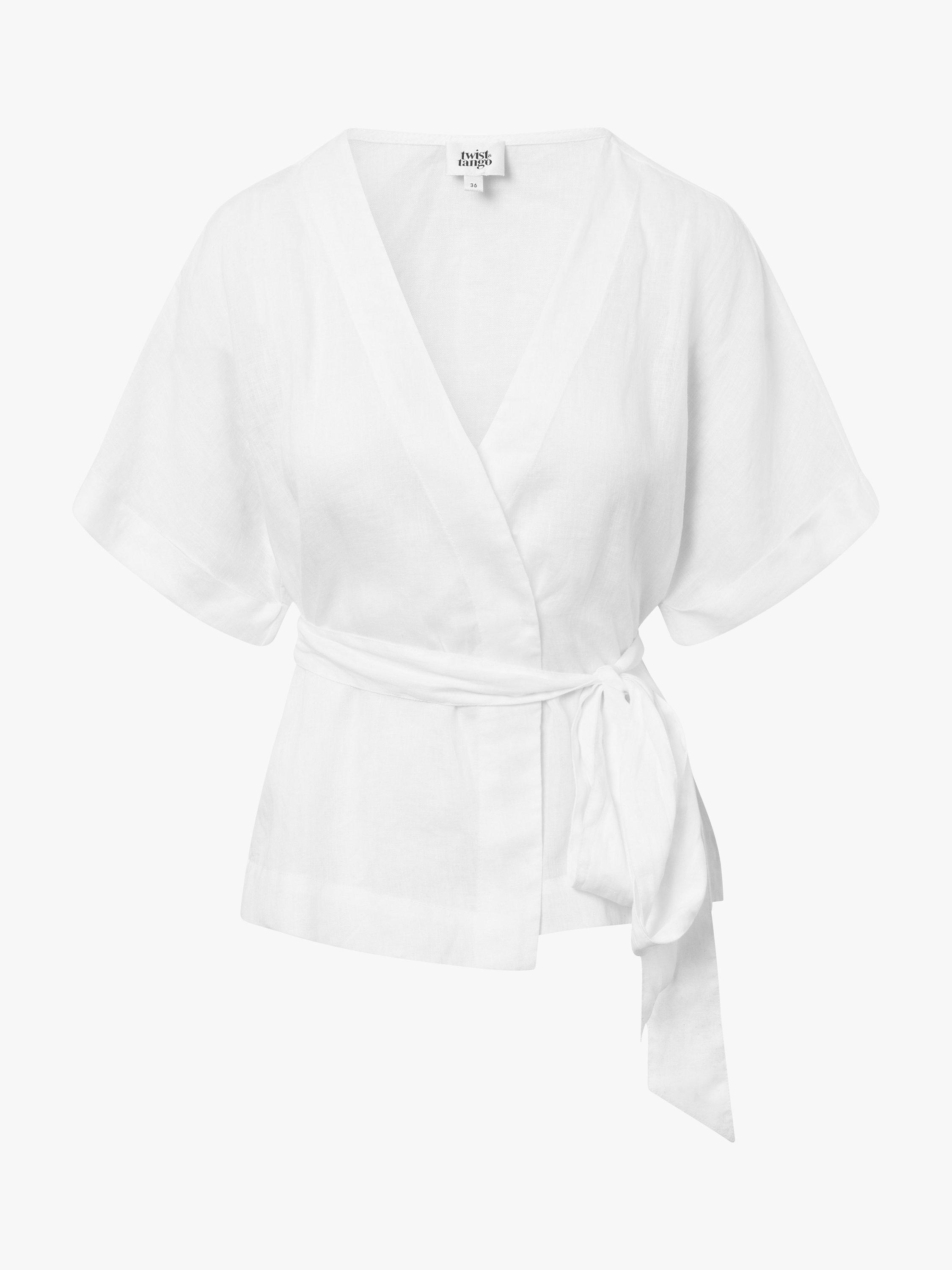 Product image 4 of 5, which shows Twist & Tango Reese Linen Top, White, 16