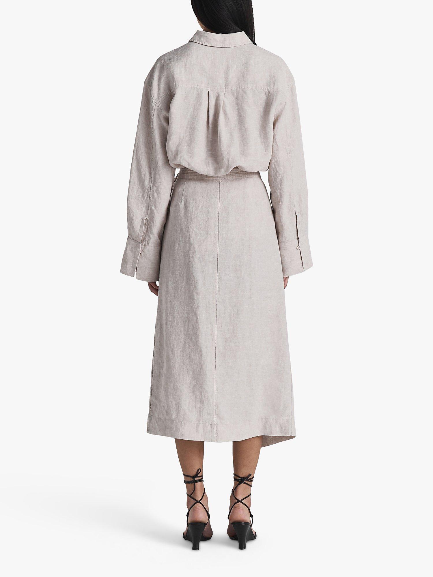 Product image 2 of 5, which shows Twist & Tango Vivenne Linen Wrap Midi Skirt, Beige Melange, 8