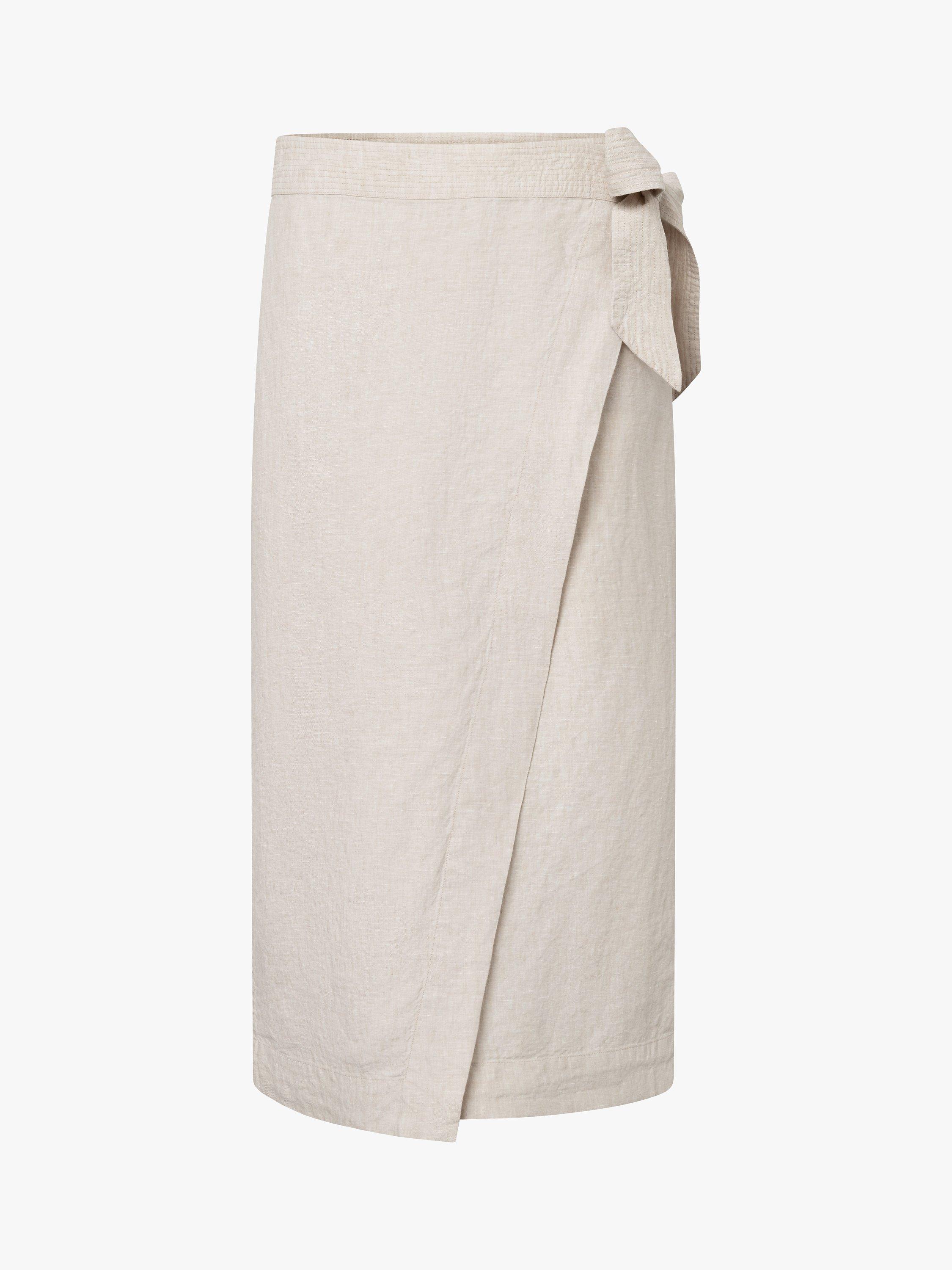 Product image 4 of 5, which shows Twist & Tango Vivenne Linen Wrap Midi Skirt, Beige Melange, 8