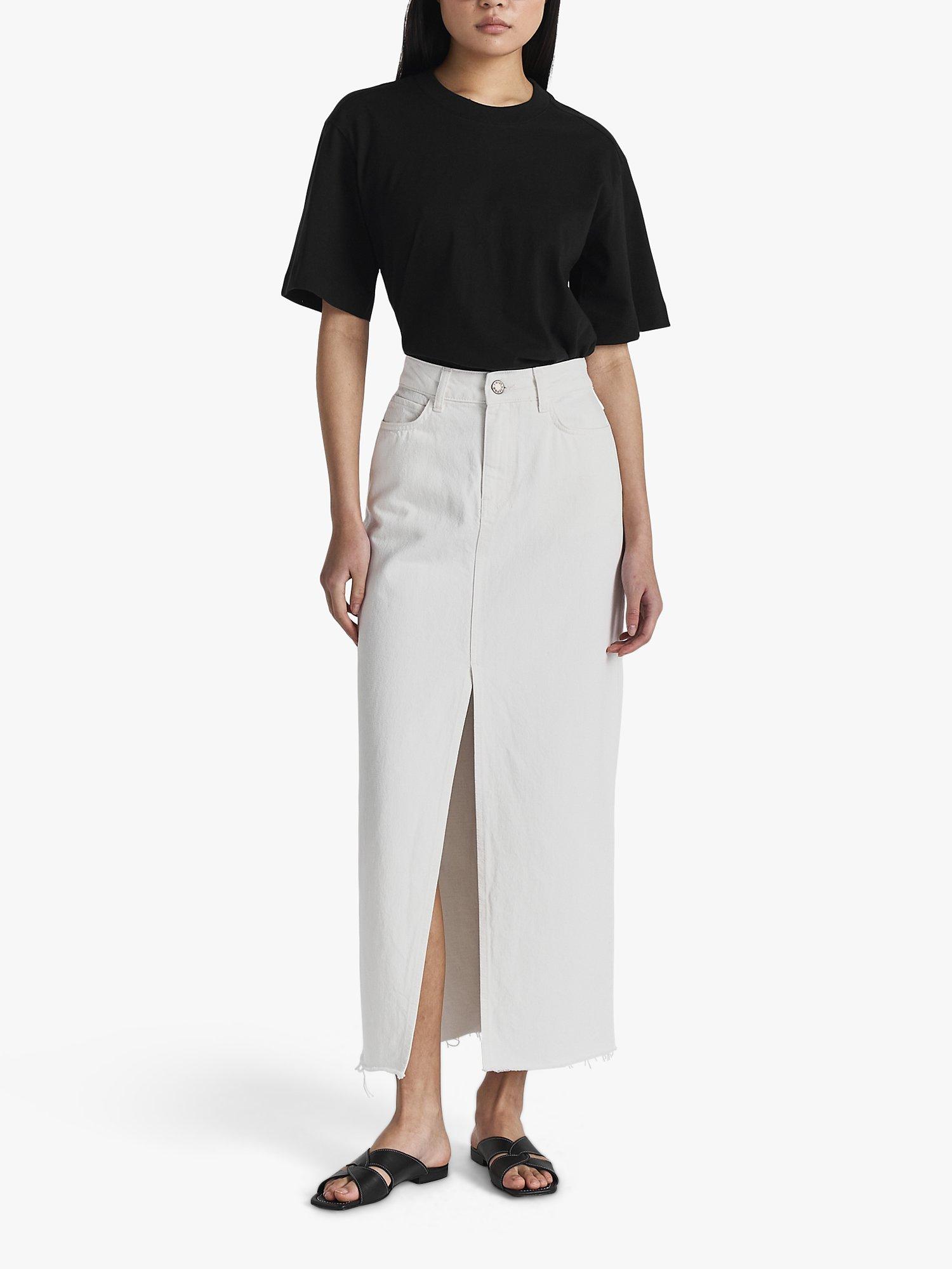 Product image 1 of 3, which shows Twist & Tango Gemma Denim Maxi Skirt, Off White, 10