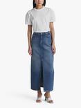 Twist & Tango Hattie Organic Cotton Rigid Midi Denim Skirt, Blue Wash