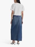 Twist & Tango Hattie Organic Cotton Rigid Midi Denim Skirt, Blue Wash