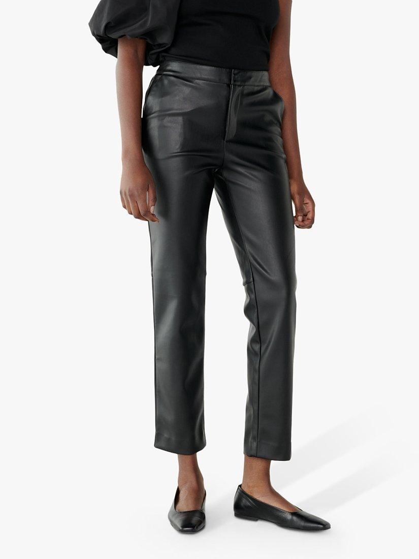 Product image 1 of 4, which shows Twist & Tango Camilla Faux Leather Cropped Trousers, Black, 8