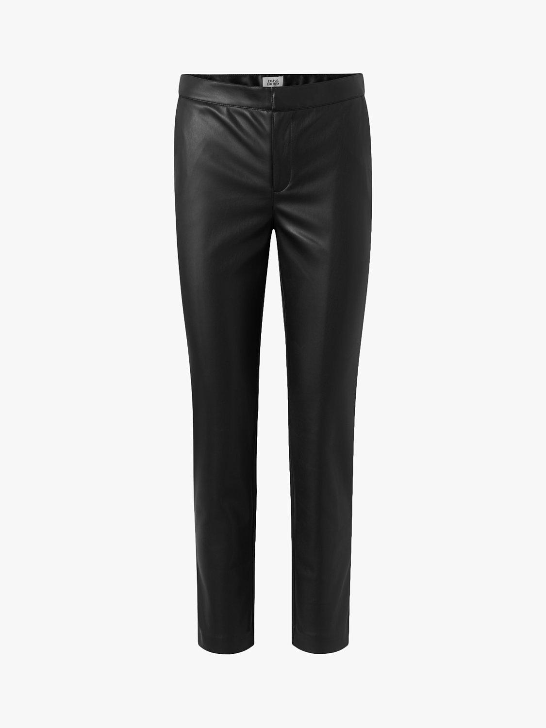 Product image 4 of 4, which shows Twist & Tango Camilla Faux Leather Cropped Trousers, Black, 8