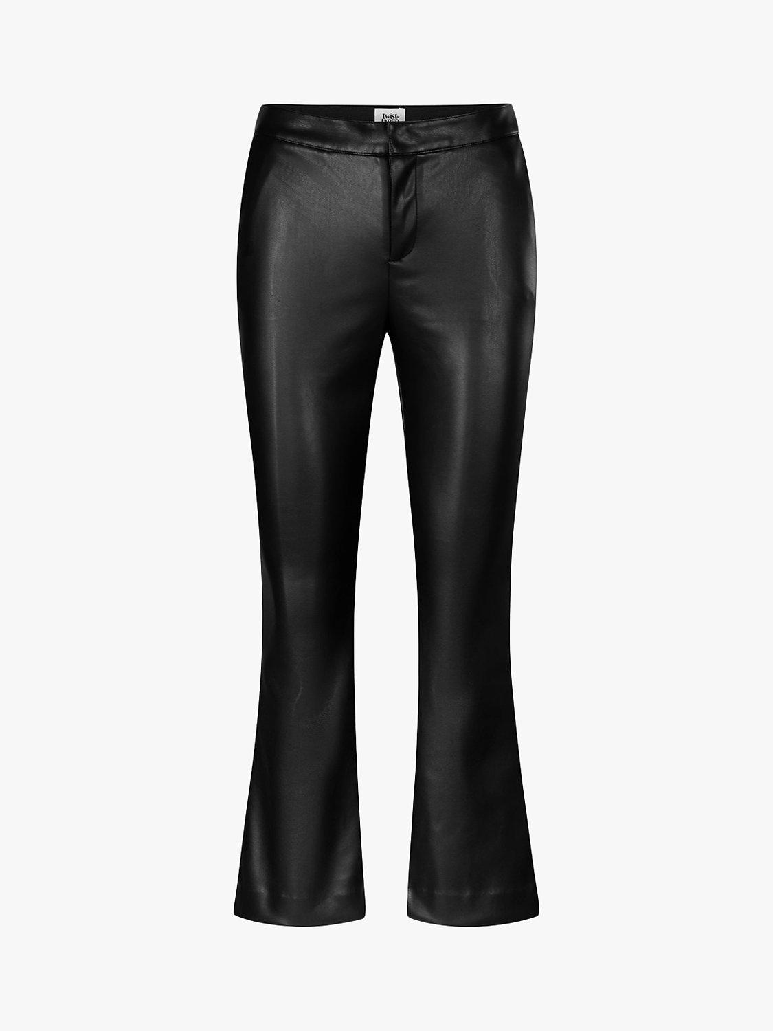 Product image 4 of 4, which shows Twist & Tango Cornelia Faux Leather Cropped Kick Flare Trousers, Black, 8
