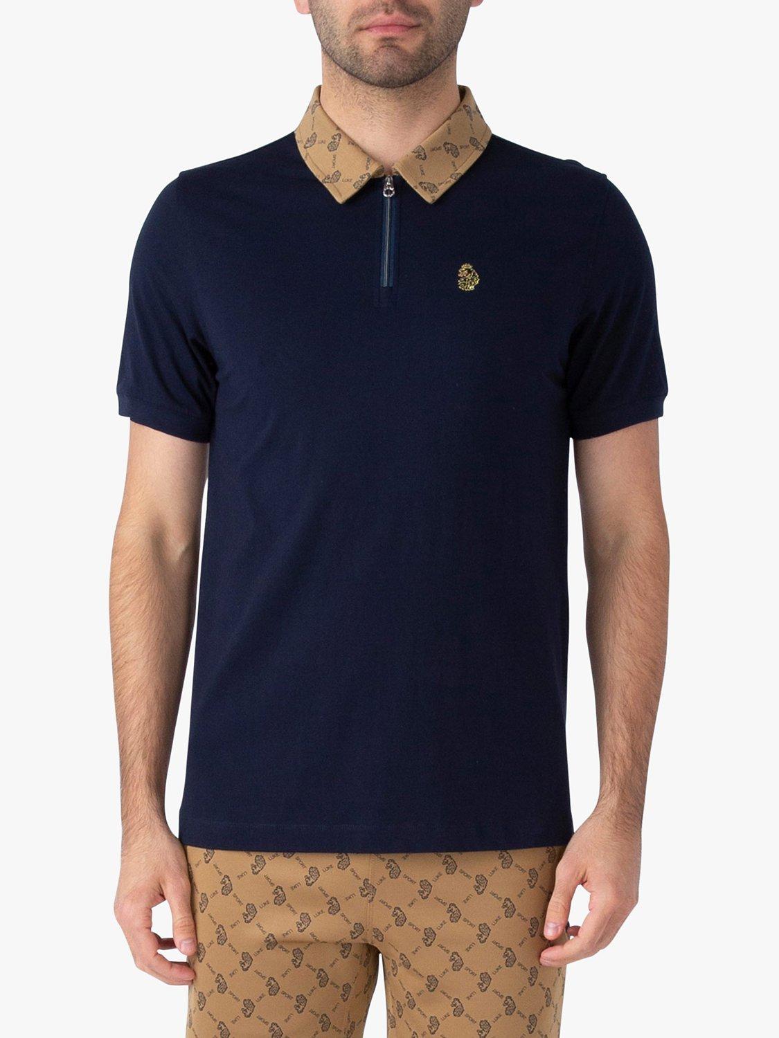 LUKE 1977 Henderson Zip Neck Polo Shirt, Dark Navy