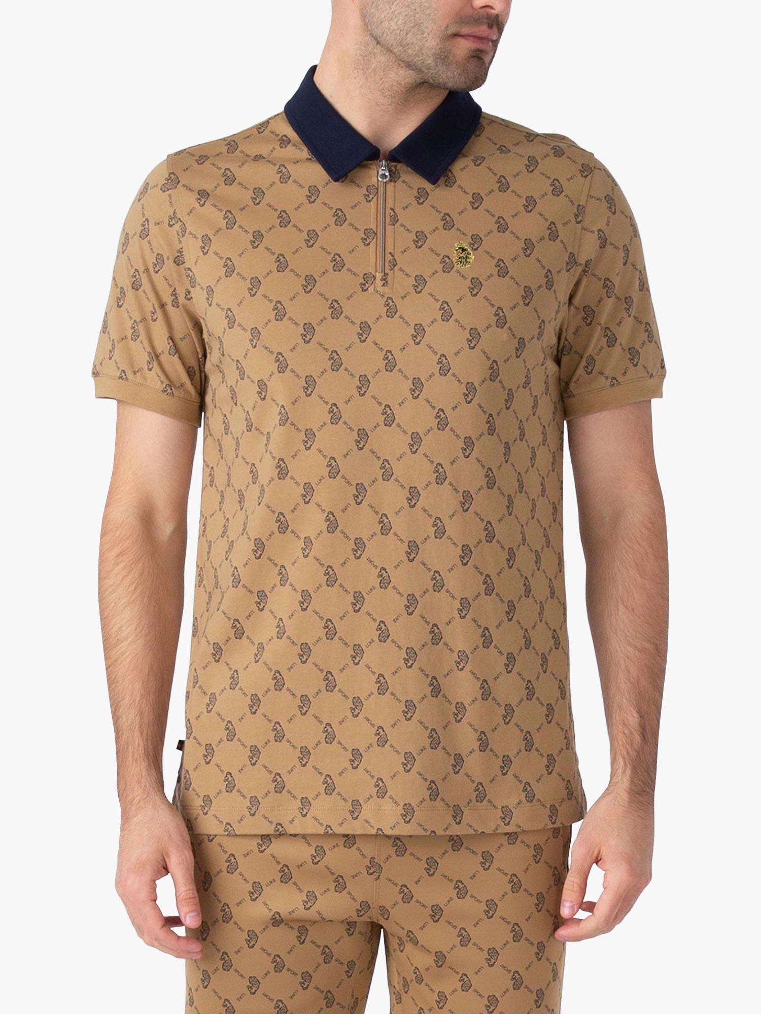 LUKE 1977 Henderson Zip Neck Polo Shirt, Caramel