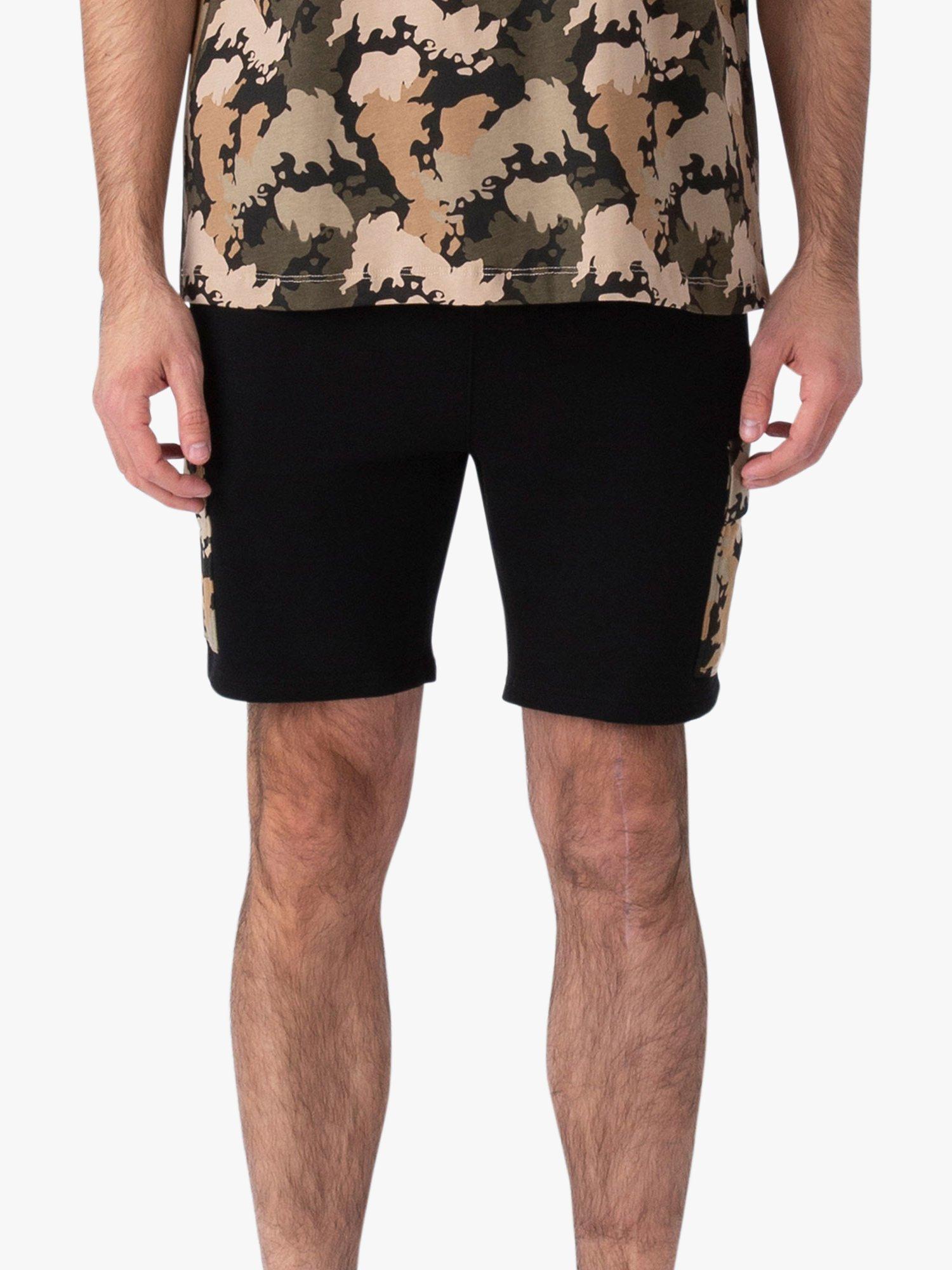 LUKE 1977 Active Camo Detail Sweat Shorts, Black/Multi
