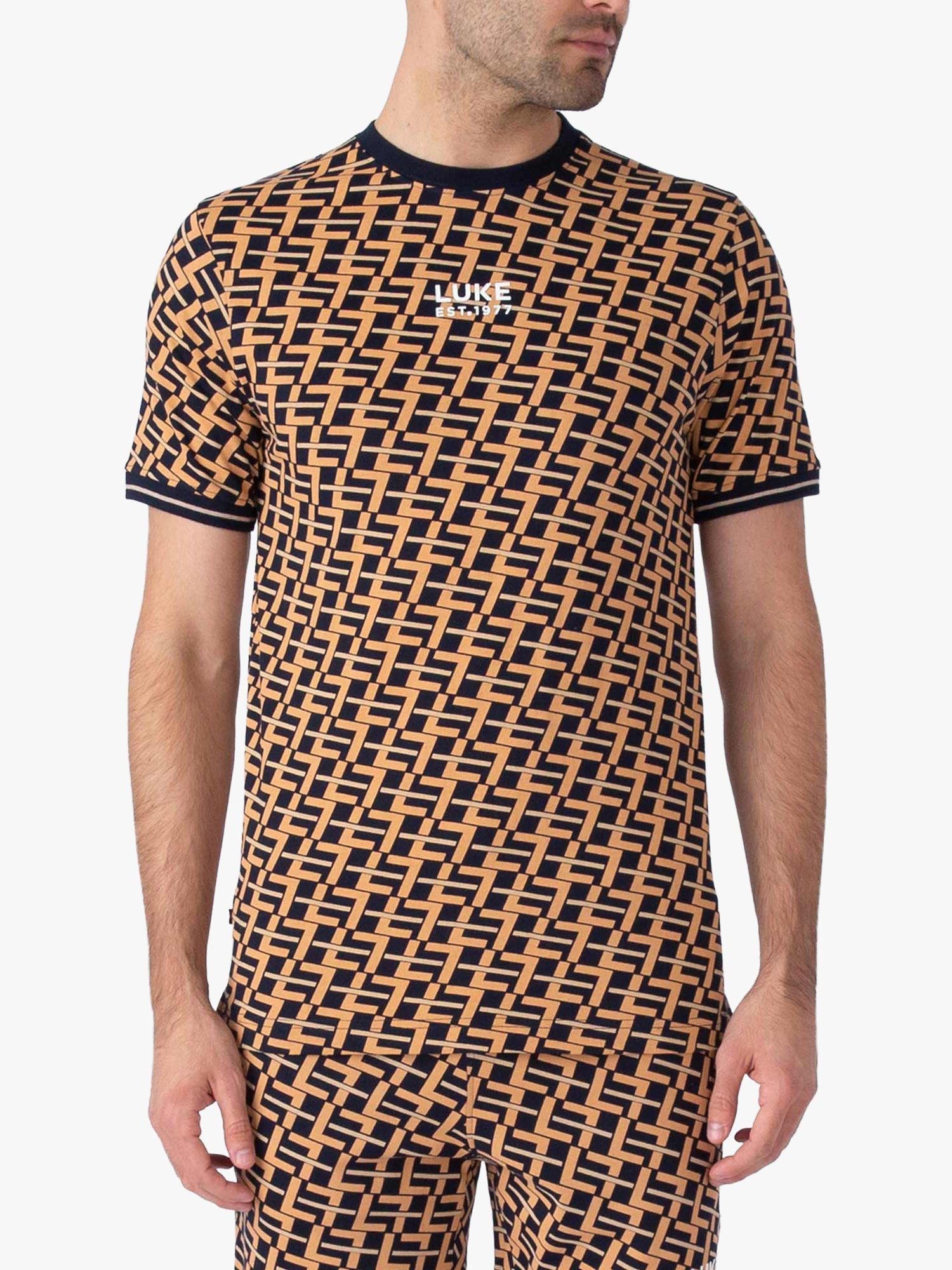 LUKE 1977 Kingston Geometric Print T-Shirt, Apricot/Multi