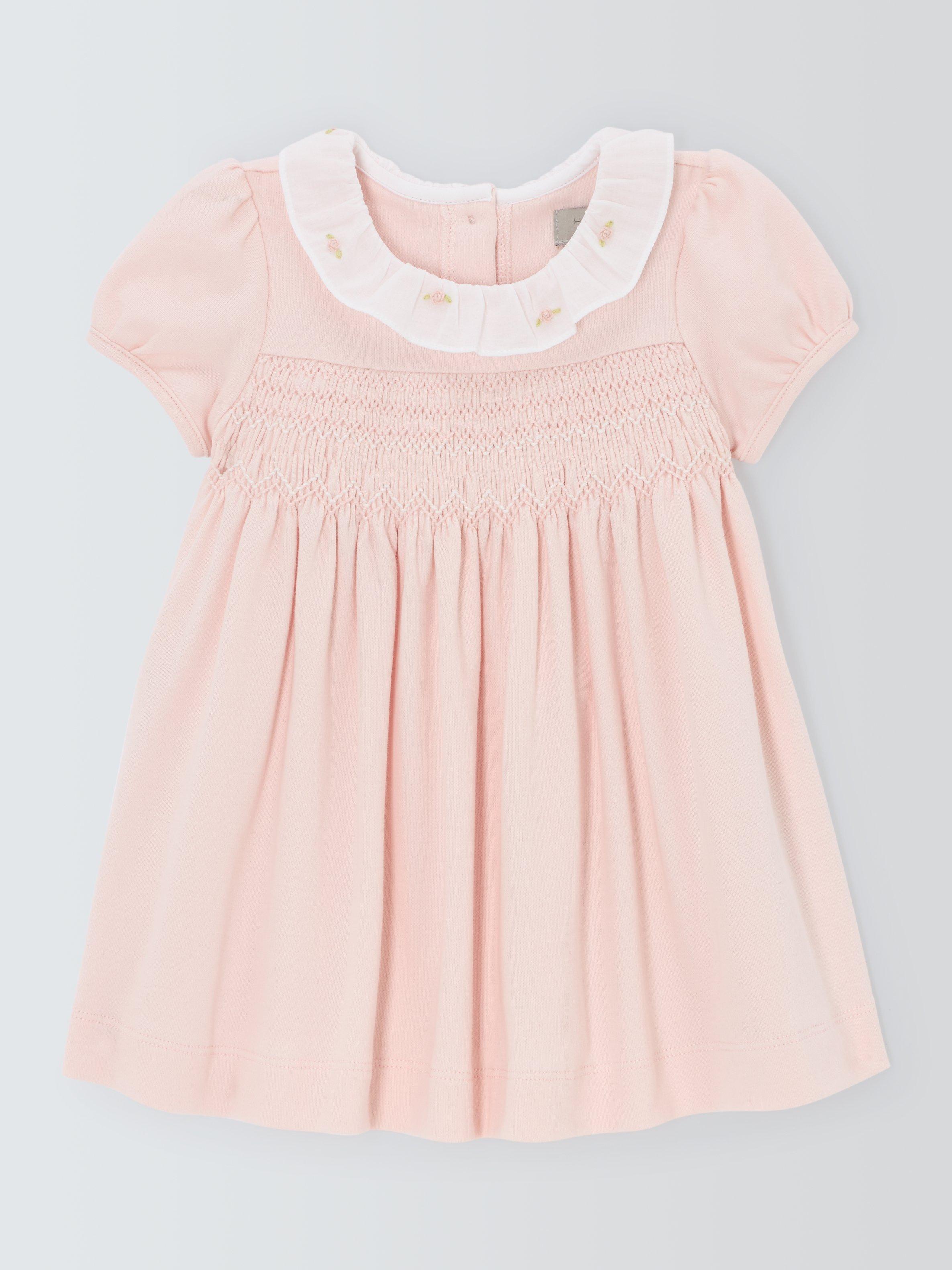 John Lewis Heirloom Collection Baby Pima Cotton Smocked Dress Pink