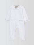 John Lewis Heirloom Collection Baby Velour Star Sleepsuit, White