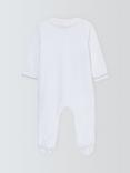 John Lewis Heirloom Collection Baby Velour Star Sleepsuit, White