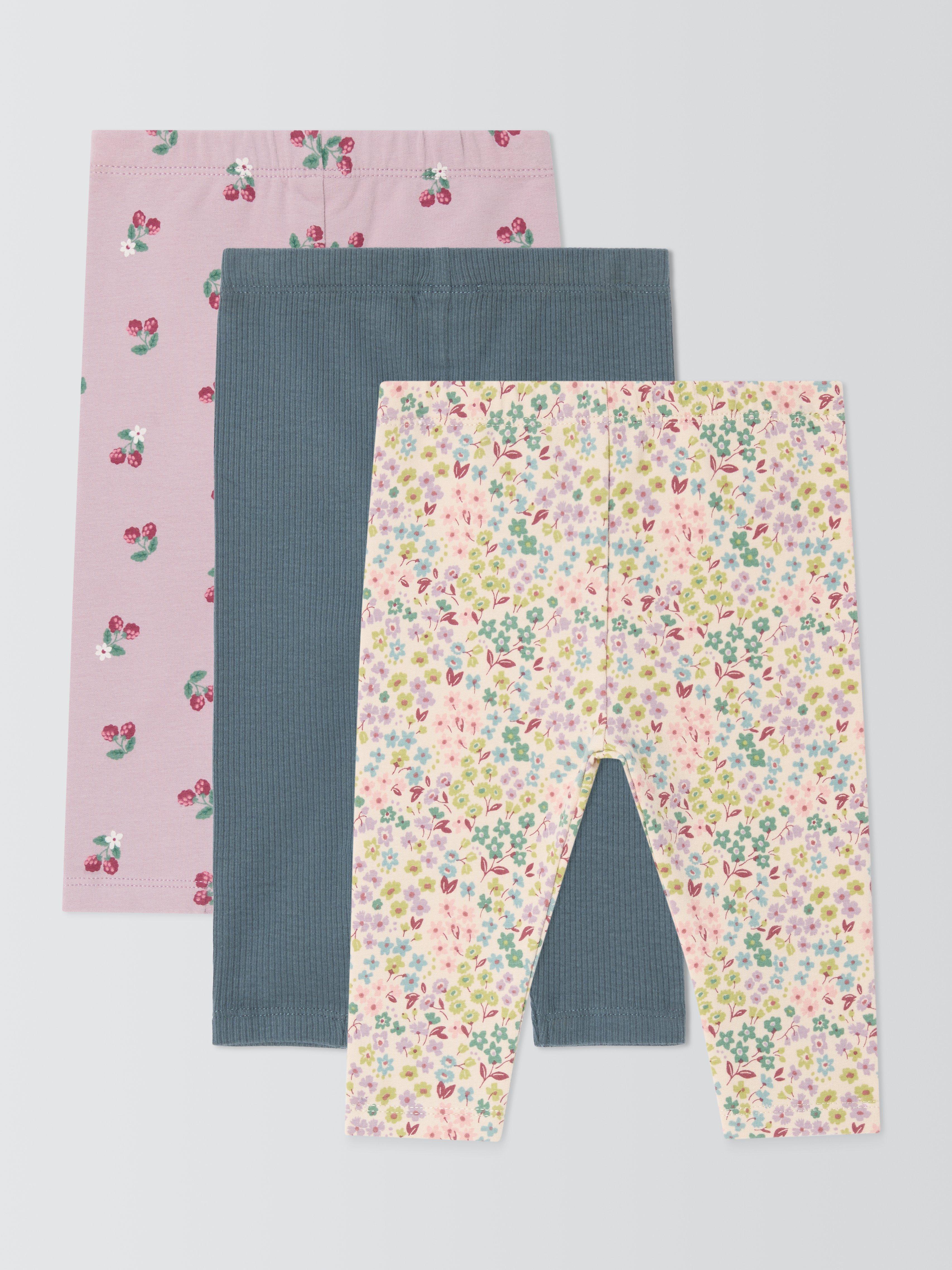 John Lewis Baby Berry Floral Leggings Pack of 3 Multi