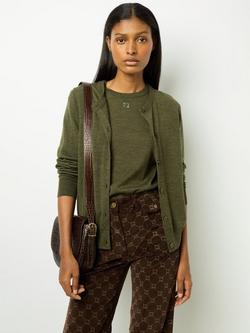 Gerard Darel Lyane Merino Wool Cardigan, Khaki