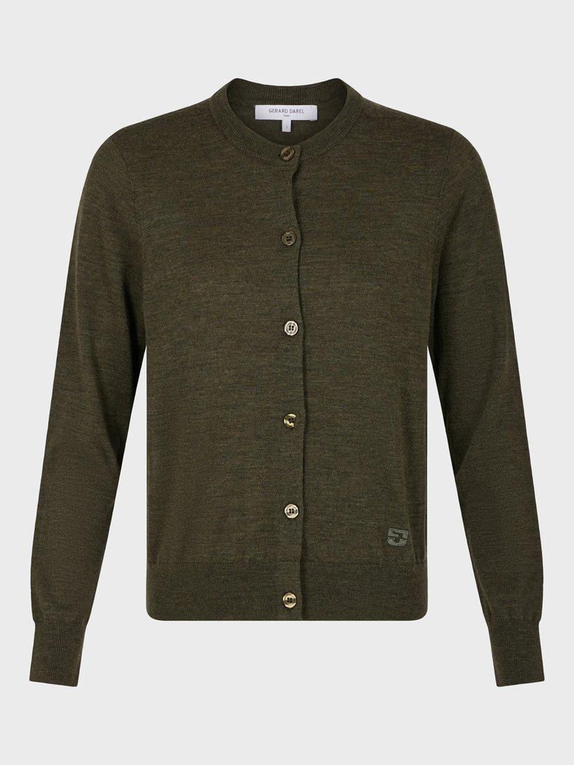 Gerard Darel Lyane Merino Wool Cardigan, Khaki, 6