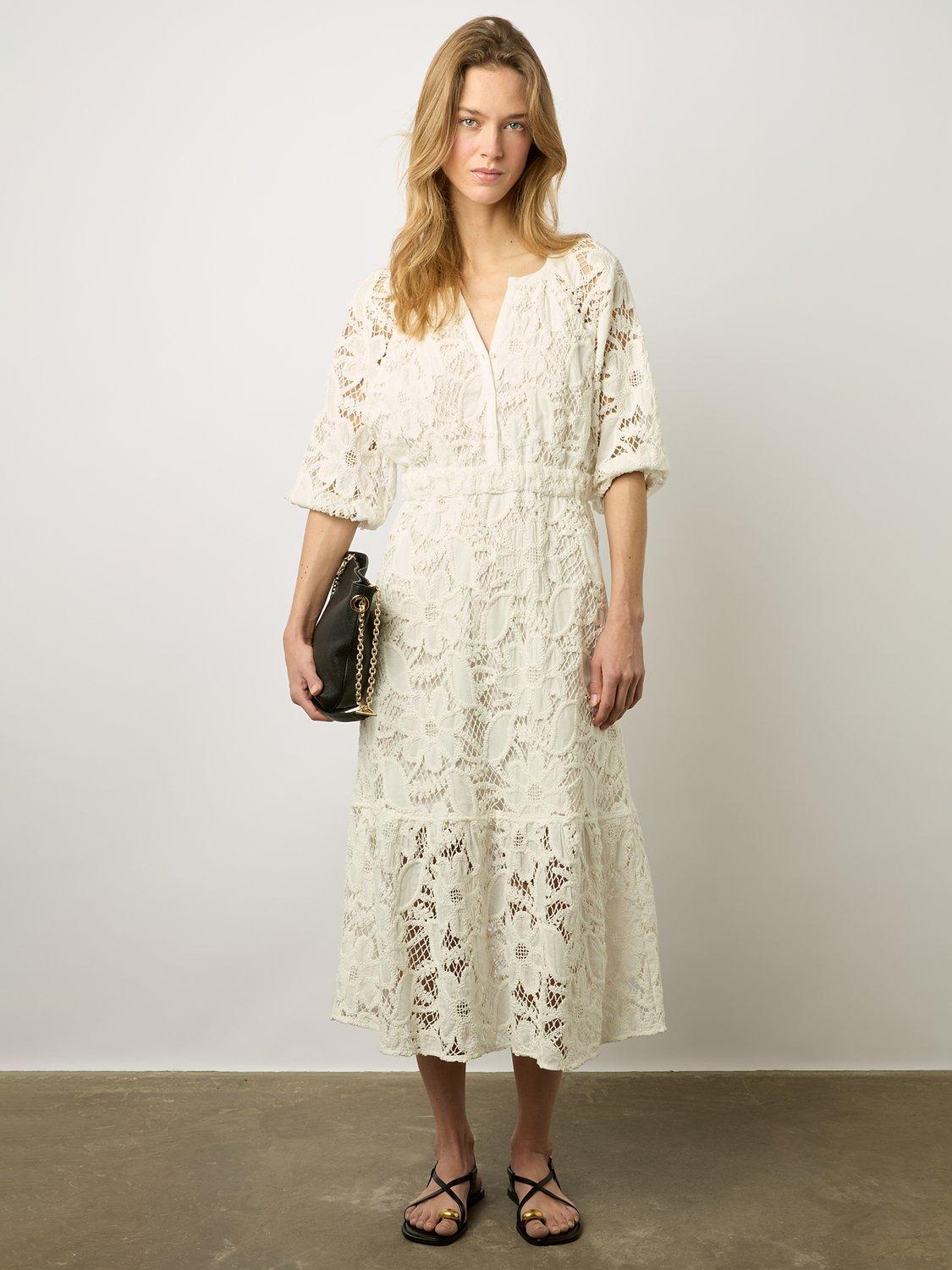 Gerard Darel Eleonie Lace Midi Dress White