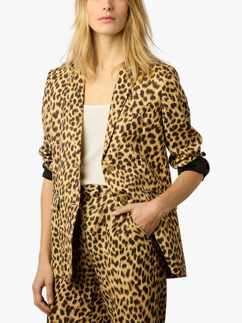 Gerard Darel Beila Leopard Print Blazer Brown Multi