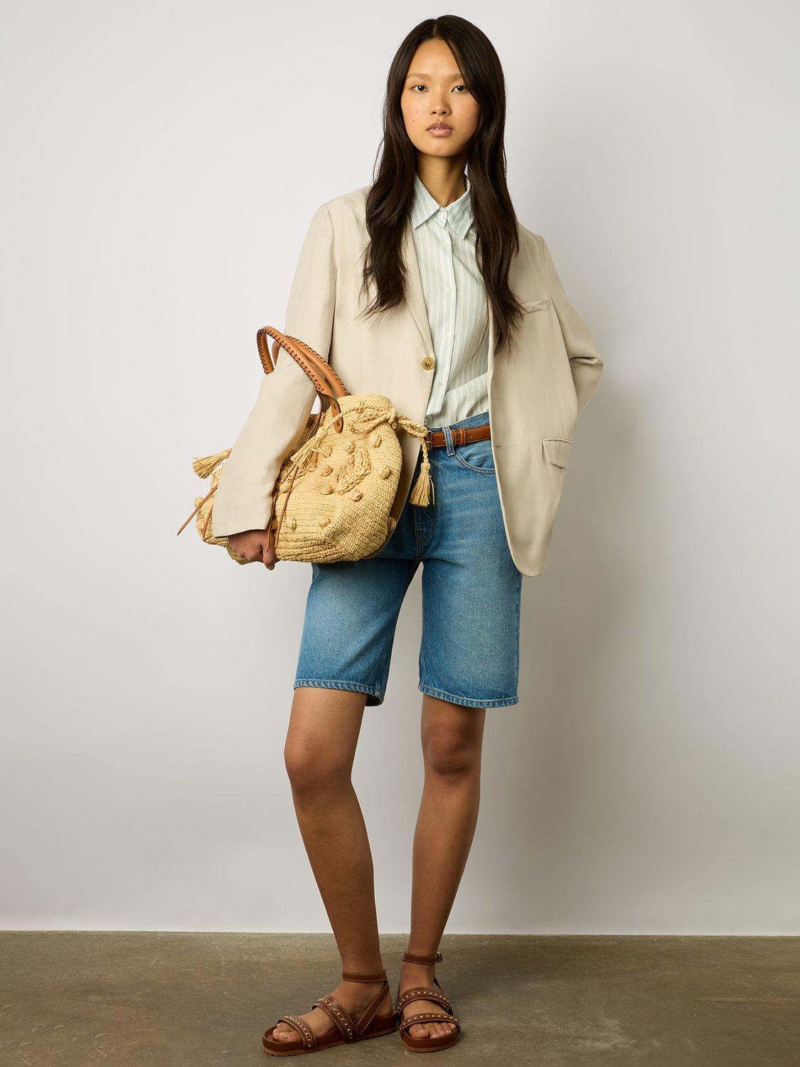 Gerard Darel Britney Linen Blend Blazer, Natural