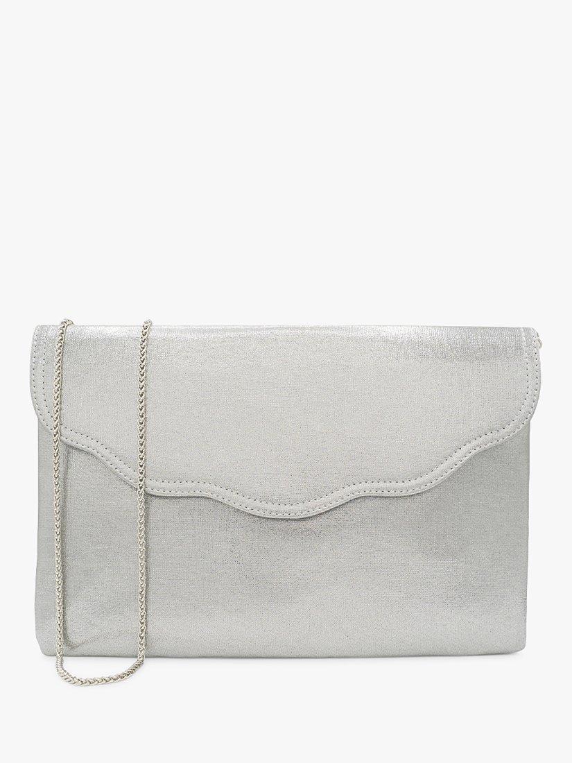Paradox London Doris Shimmer Envelope Clutch Bag, Silver