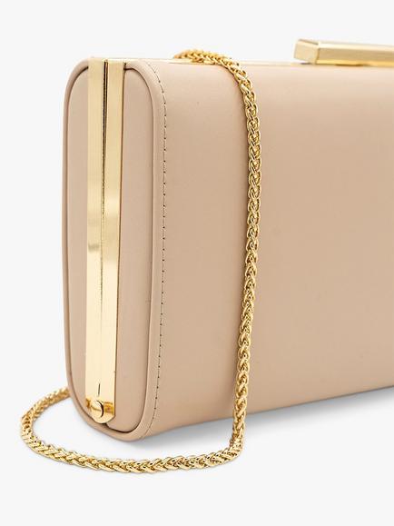 Paradox London Dasha Box Clutch Bag - view 2, Nude