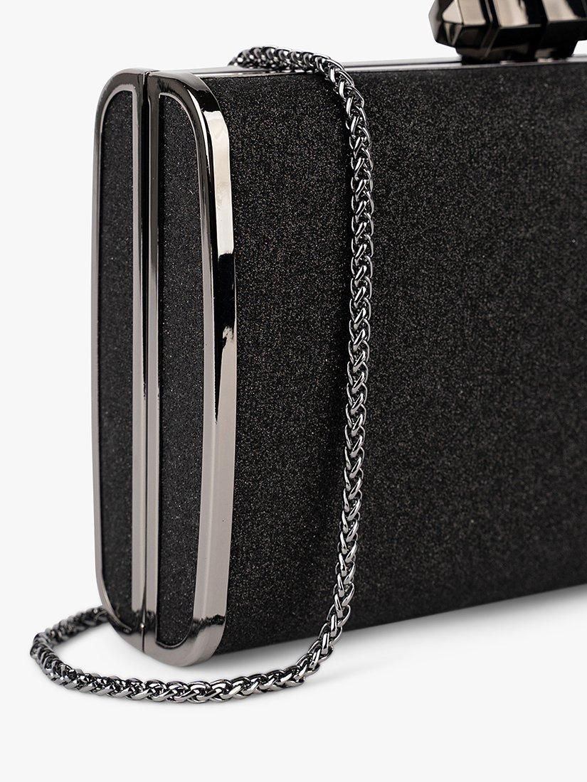 Product image 2 of 3, which shows Paradox London Devica Glitter Box Clutch Bag, Black, One Size