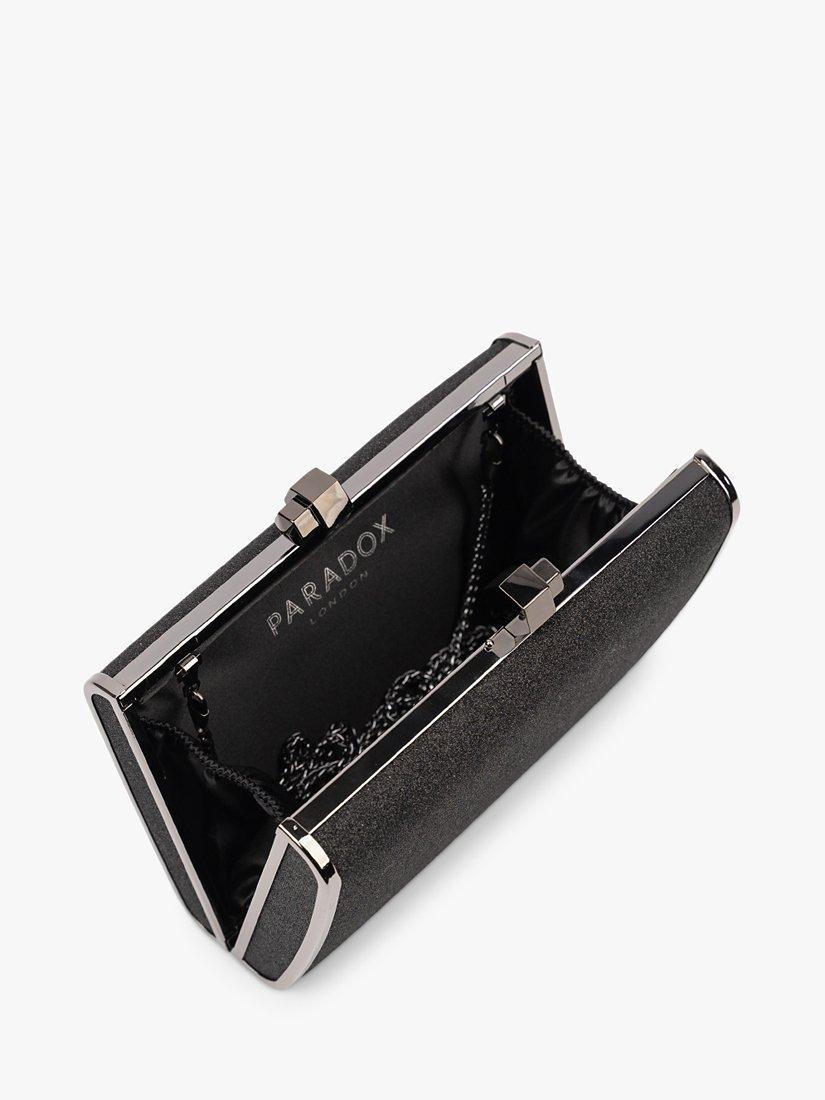 Product image 3 of 3, which shows Paradox London Devica Glitter Box Clutch Bag, Black, One Size