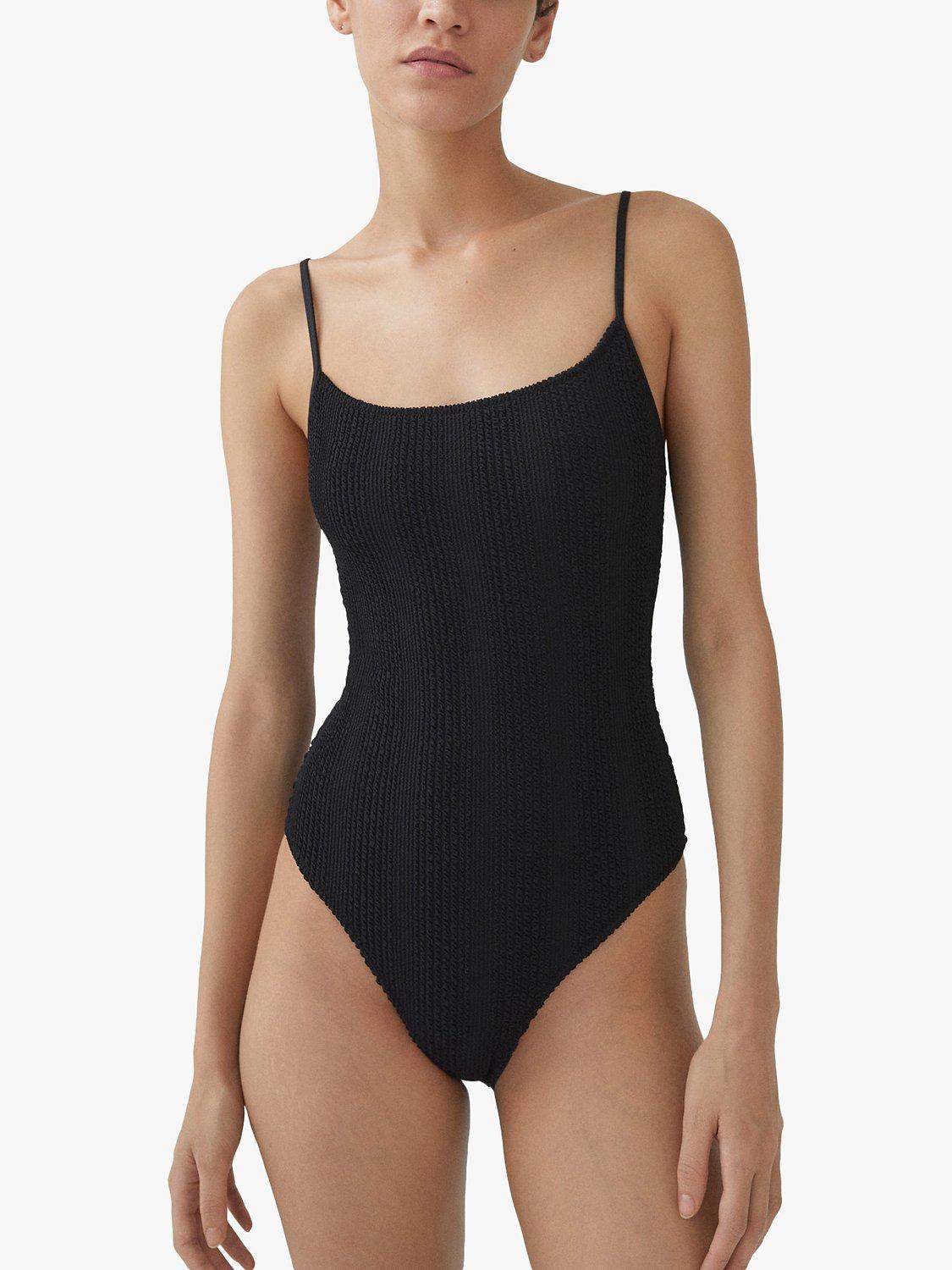 Mango Ocean Textured Swimsuit Black