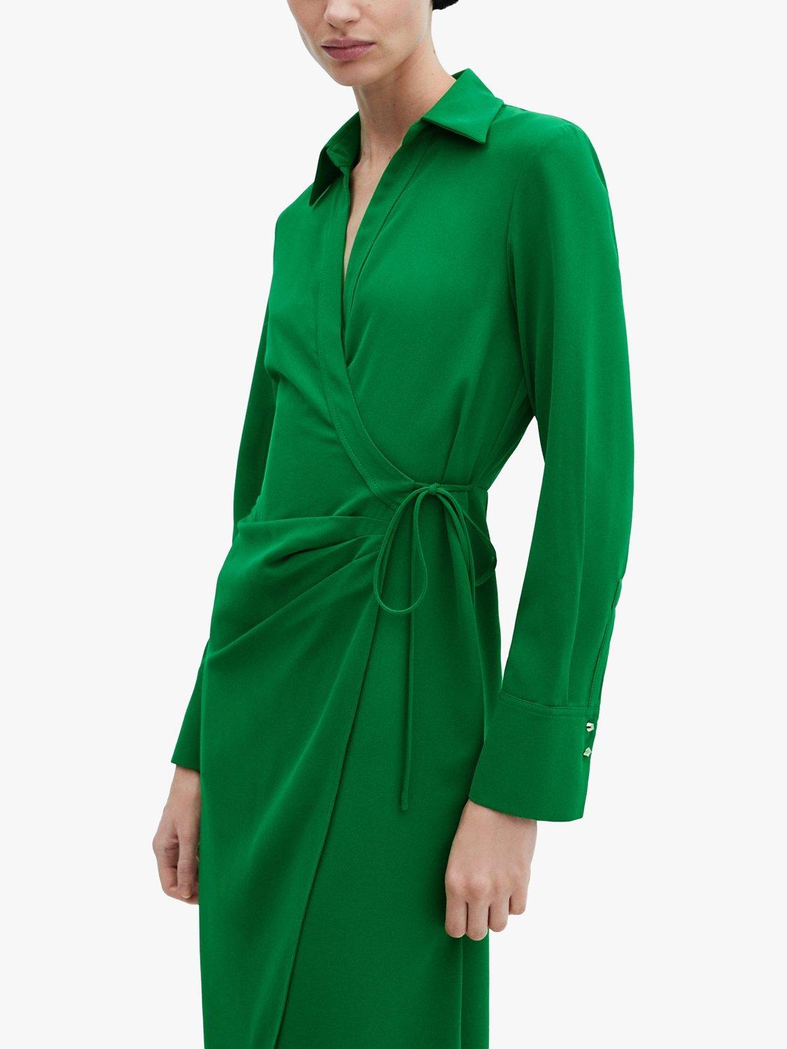 Mango green wrap dress sales