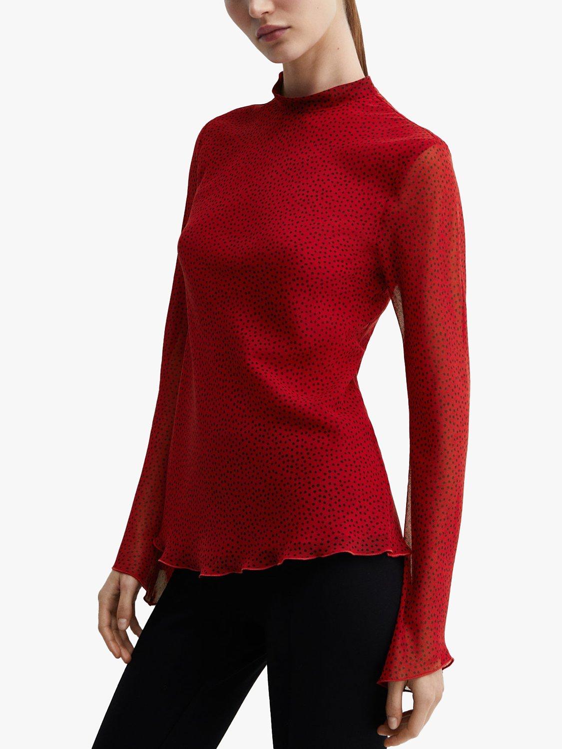 Mango Roses Spot Print Blouse, Red