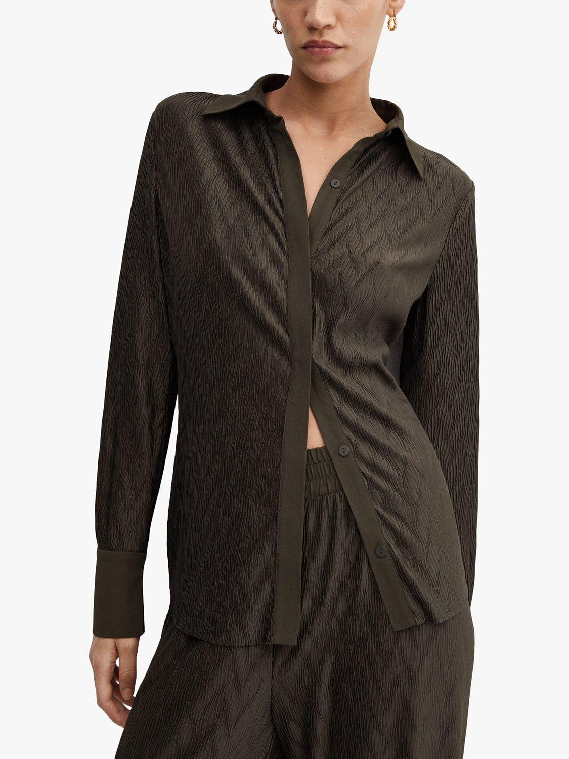 Mango Pili Textured Button Shirt, Khaki